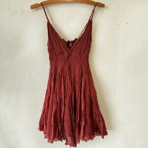 Free People Fp One Delia Slip Lace Russet Acorn Dress - XS